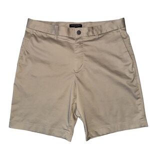 Banana Republic Aiden Shorts Men's 32 Tan Khaki Flat Front Stretch Casual Dress